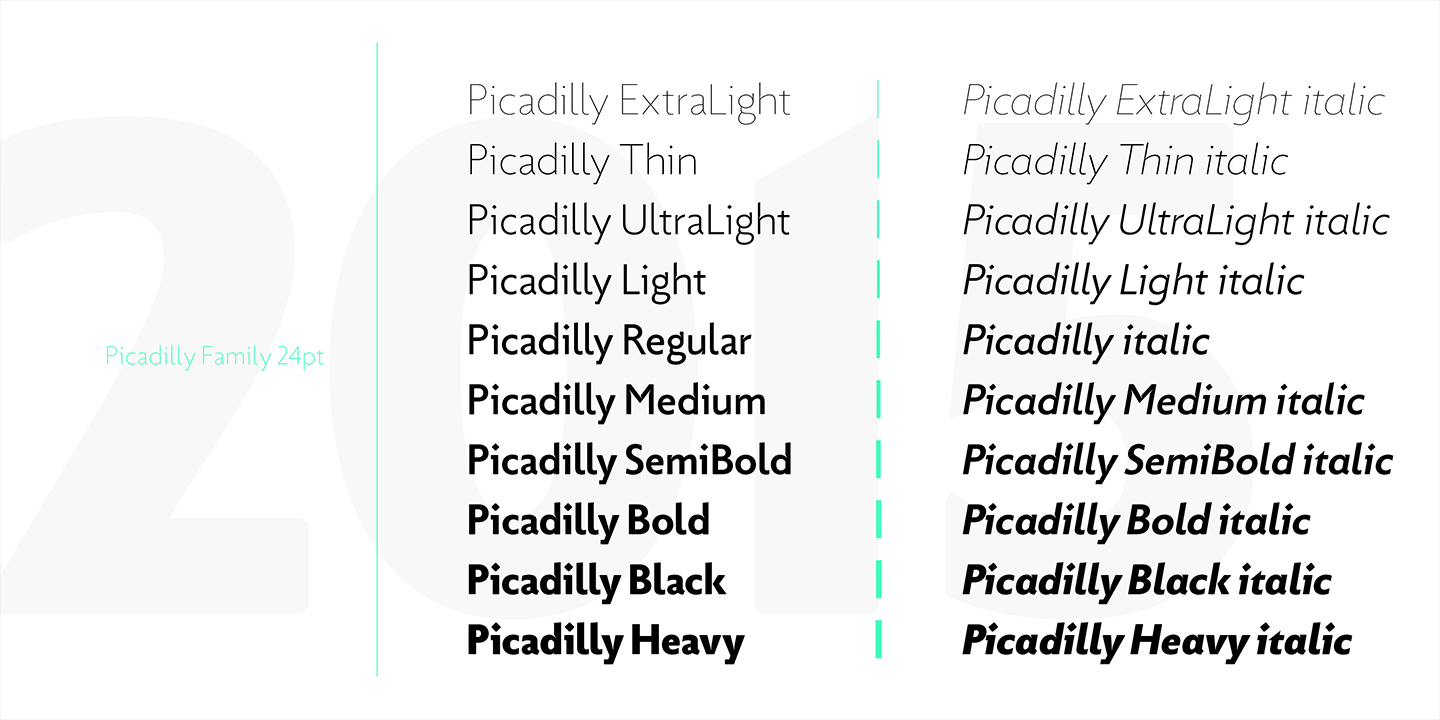 Przykład czcionki Picadilly Medium